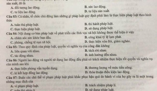 Đề thi thử môn GDCD THPT Quốc Gia 2023 tỉnh Cao Bằng