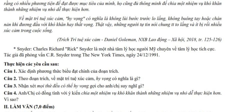 Đề thi thử môn Ngữ Văn THPT Quốc Gia TP Hà Nội 2023