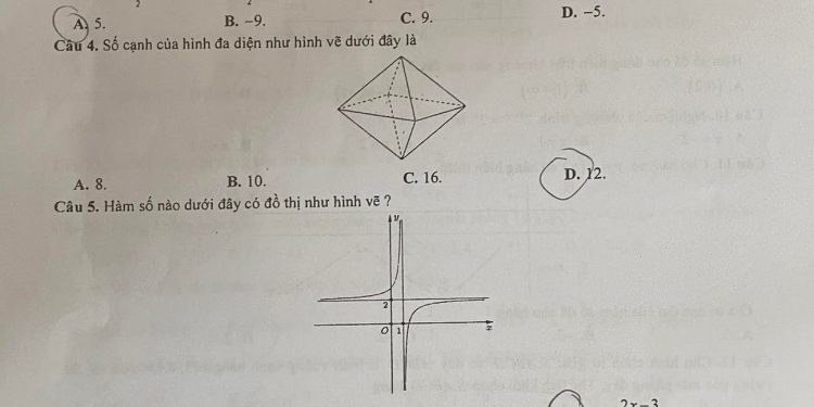 Đề thi thử môn toán THPT Quốc Gia TP Hà Nội 2023 có đáp án