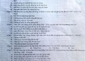 Đề thi tốt nghiệp môn sử 2023 THPT Đông Hưng Hà Lần thứ 2