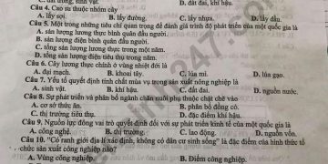 Bộ đề thi địa lý lớp 10 cuối học kì 2