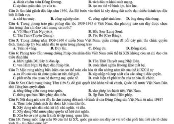 Đề thi KSCL lớp 12 môn lịch sử tỉnh Phú Thọ 2023