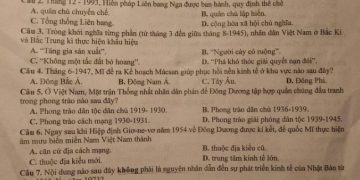 Đề thi thử tốt nghiệp môn lịch sử THPT tỉnh Nam Định 2023
