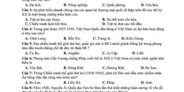 Đề thi thử lịch sử THPTQG 2023 tỉnh Bình Phước Lần 1