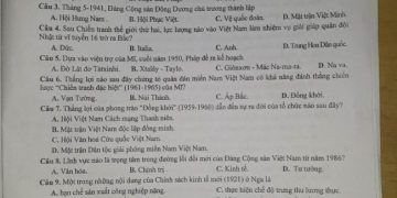 Đề thi thử môn lịch sử THPTQG 2023 tỉnh Quảng Bình