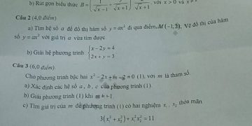 Đề thi tuyển sinh lớp 10 môn toán tỉnh Bạc Liêu 2023