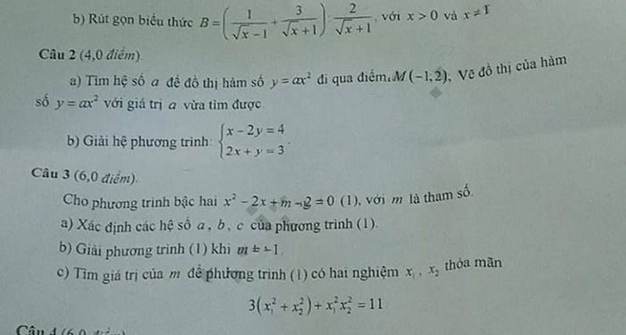 Đề thi tuyển sinh lớp 10 môn toán tỉnh Bạc Liêu 2023