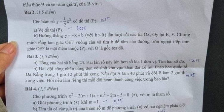 Đề thi tuyển sinh lớp 10 môn toán Đà Nẵng 2023