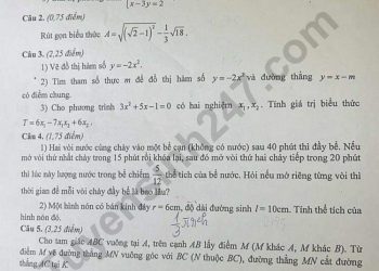 Đề thi tuyển sinh vào lớp 10 môn toán Đồng Nai 2023