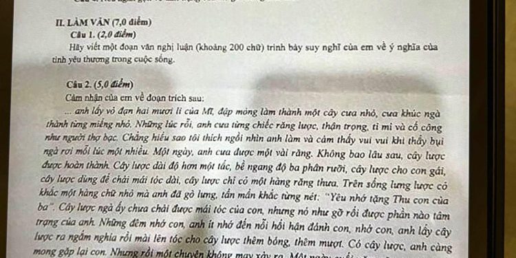 Đề thi tuyển sinh vào lớp 10 môn văn Bắc Ninh 2023