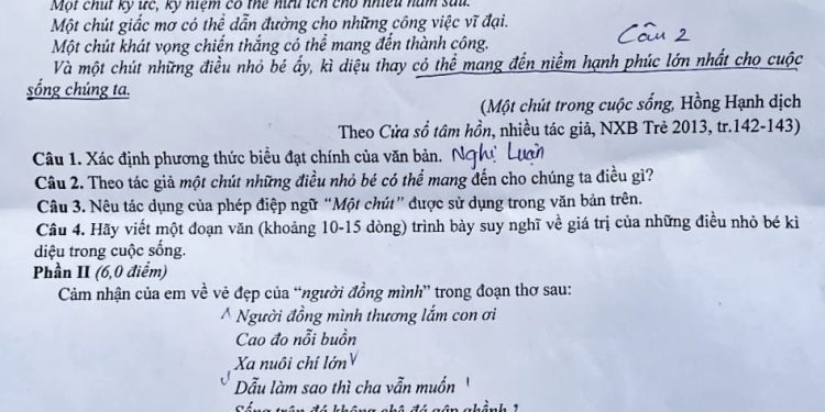 Đề thi tuyển sinh vào lớp 10 môn văn Bình Định 2023
