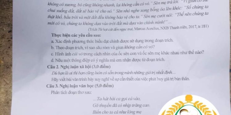 Đề thi tuyển sinh vào lớp 10 môn văn Nghệ An 2023