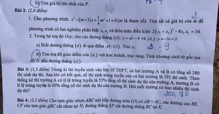 Đề thi tuyển sinh lớp 10 môn toán Bình Định 2023