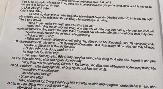 Đề thi văn thpt quốc gia 2023