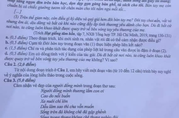 Đề thi tuyển sinh vào lớp 10 môn văn tỉnh Quảng Ninh 2023