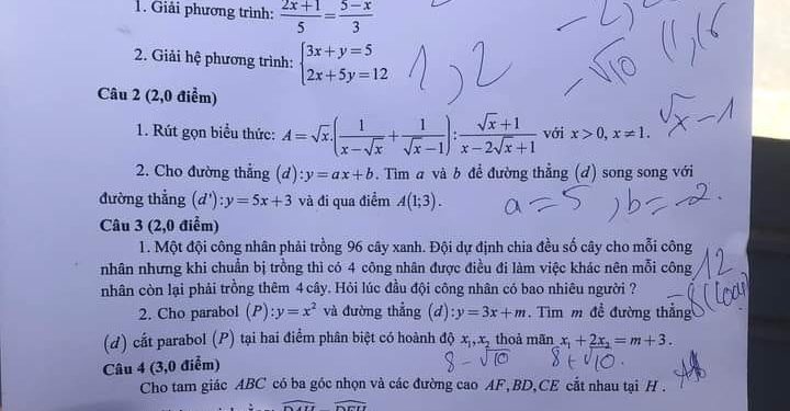 Đề thi tuyển sinh vào lớp 10 môn toán Hải Dương 2023