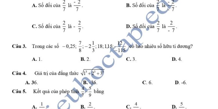 Đề thi giữa HK1 môn toán lớp 7 THCS Giao Nhân 2023 có đáp án