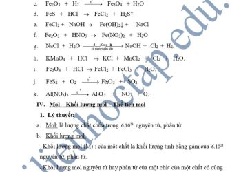 Đề cương ôn tập hóa 8 học kì 1