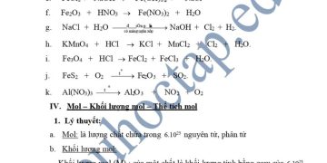 Đề cương ôn tập hóa 8 học kì 1