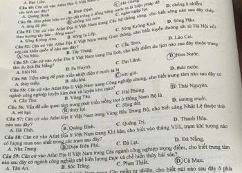 Bài tập Atlat Địa Lí 12 trắc nghiệm