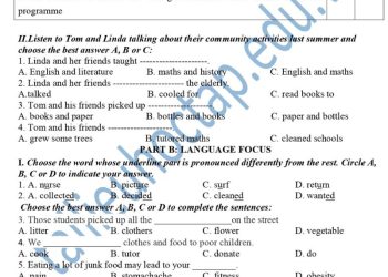 Đề thi giữa kì 1 tiếng anh lớp 7 (đáp án+ file nghe) 2024