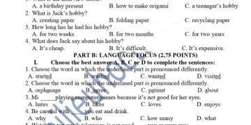 Đề thi Tiếng Anh lớp 7 giữa HK1 THCS Ngô Đồng 2023