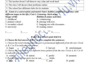 đề thi tiếng Anh lớp 8 giữa học kì 1 có đáp án và file nghe