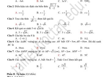 Đề thi toán giữa HK1 lớp 9 THCS Giao Thịnh 2023