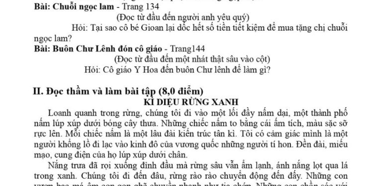 Đề thi tiếng việt lớp 5 học kì 1 có đáp án