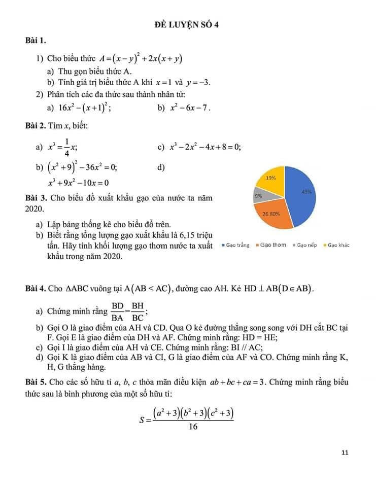 Đề ôn thi toán lớp 8 cuối học kì 1 cho các trường THCS trên thủ đô Hà Nội 2