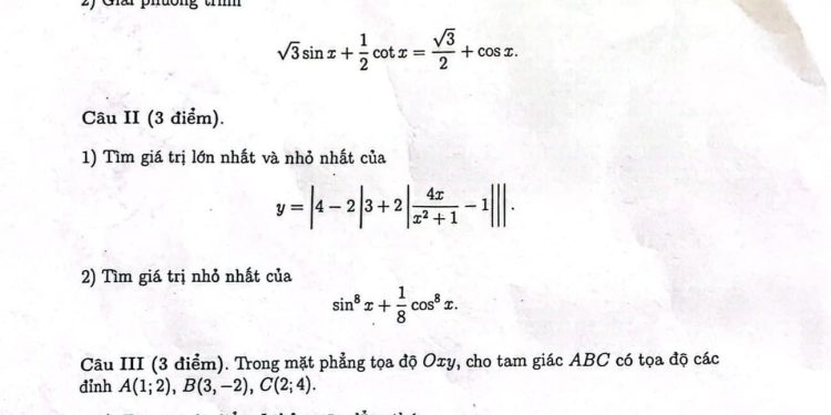 Đề thi toán cuối HK1 lớp 10 THPT chuyên KHTN Hà Nội 2023