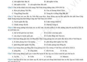Đề thi thử tốt nghiệp lịch sử tỉnh Hoà Bình 2024 