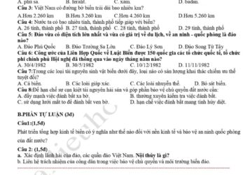 Đề thi địa lý lớp 8 cuối học kì 2