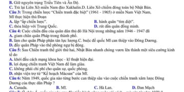 đề thi khảo sát chất lượng môn lịch tỉnh Phú Thọ 2024 có đáp án