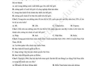Đề thi thử tốt nghiệp môn lịch sử 2024 tỉnh Nghệ An mã 318