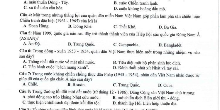 Đề thi lịch sử THPT quốc gia 2024 có đáp án và file PDF