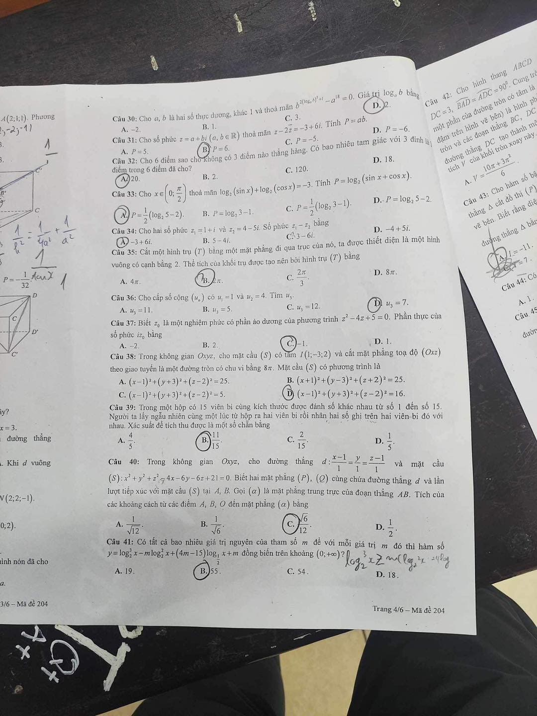 Đề thi thử tốt nghiệp môn toán tỉnh Nam Định 2024 lần 2 4