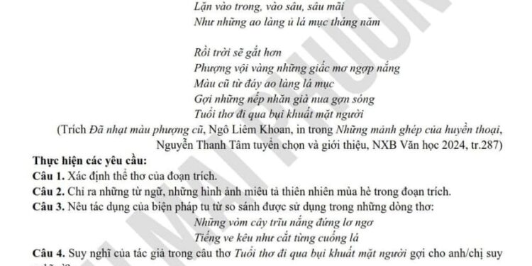 Đề thi thử văn THPT quốc gia 2024 tỉnh Nam Định lần 2