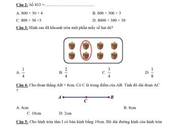 Đề ôn thi kiểm tra giữa HK1 môn toán lớp 3 - Đề số 2