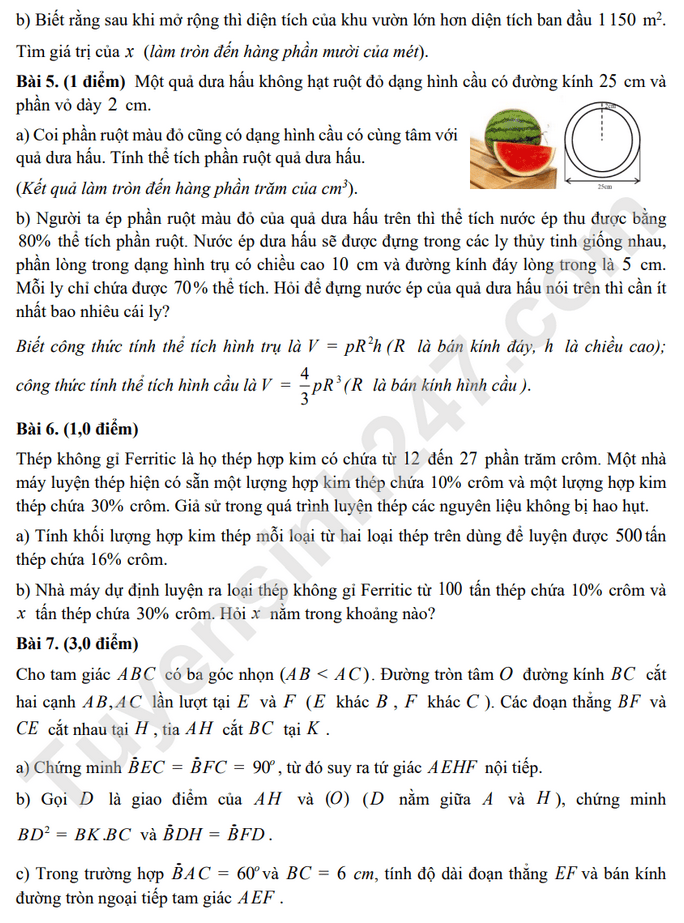 Đề minh hoạ môn toán vào lớp 10 TPHCM 2025 2