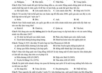 Đề thi giữa kì 1 môn lịch sử lớp 12 chương trình mới có đáp án