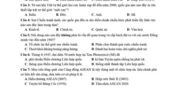 Đề thi giữa kì 1 môn lịch sử lớp 12 chương trình mới có đáp án