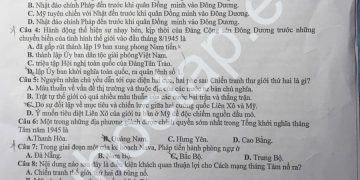 Đề thi lịch sử lớp 12 giữa HK1 THPT Hưng Nhân 2024