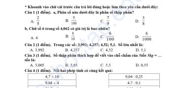 20 đề thi toán lớp 5 học kì 1 có đáp án Chân Trời Sáng Tạo
