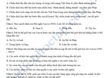 Đề thi cuối HK1 Lịch Sử lớp 12 tỉnh Lạng Sơn 2024 có đáp án