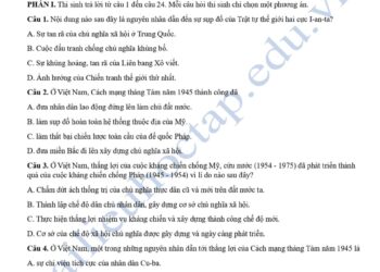 Đề thi Lịch Sử HK1 lớp 12 tỉnh Nam Định 2024 có đáp án