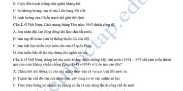 Đề thi Lịch Sử HK1 lớp 12 tỉnh Nam Định 2024 có đáp án
