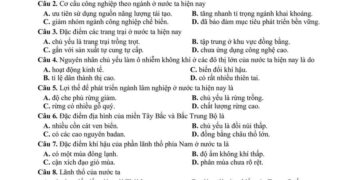 Đề thi địa lý HK1 Lớp 12 tỉnh Nam Định 2024 có đáp án