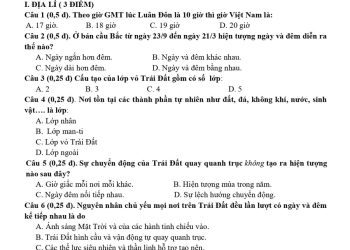 Đề ôn thi HK1 lớp 6 môn Lịch sử và Địa Lý đề 1 có đáp án