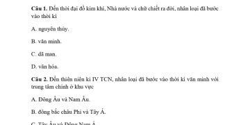Đề ôn thi HK1 lịch sử lớp 10 đề số 1 sách CTST có đáp án